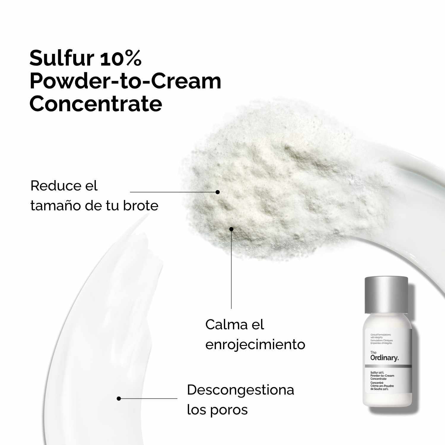 SULFUR 10% POWDER-TO-CREAM CONCENTRATE (CONCENTRADO DE AZUFRE AL 10% EN TEXTURA POLVO A CREMA PARA DISMINUIR BROTES)